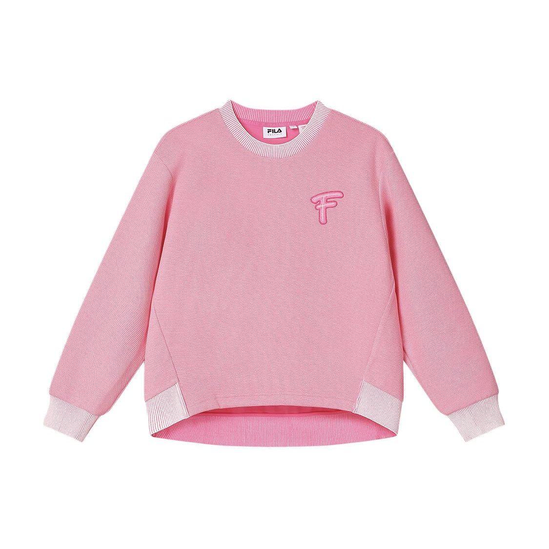 FILA Emerald Embroidered Logo Casual Loose Pullover Sweatshirt Women sweatshirt Peach-Pink F11W414216F-PC M