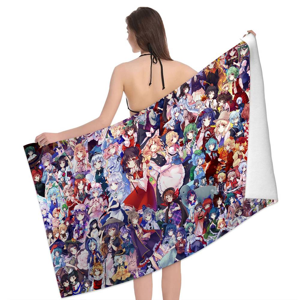 Classic T-Touhou P-Project Anime Beach Swimming Towel Soft Absorbent Washcloth Children's Gifts For Kids Travel Camping Gym