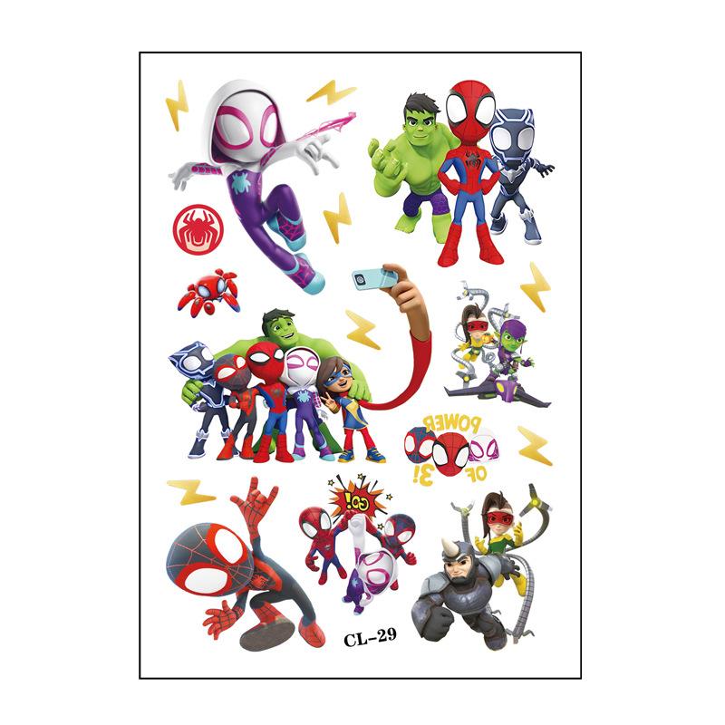 6Pcs Spiderman And His Amazing Friends Tattoo Stickers Waterproof Sticker Funny Kids Girls Christmas Birthday Gift Reward Toy