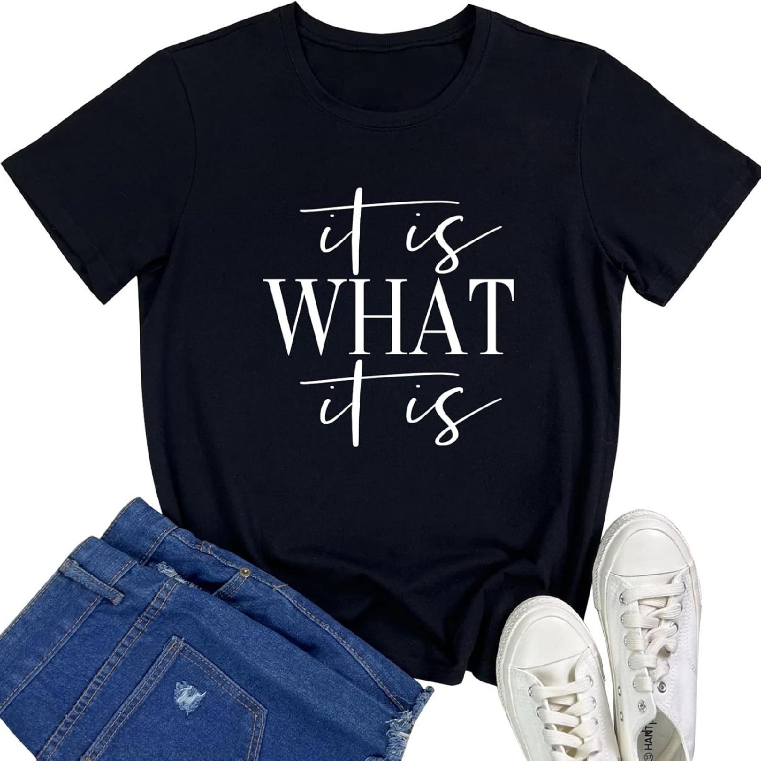 BLACKMYTH Women Cute Tees It is What Graphic Crewneck T Shirts XXXXXL разноцветный