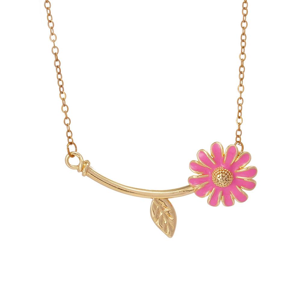 Sweet Colorful Enamel Daisy Choker Necklace Stainless Steel Chain Jewelry Gifts for Women Teen Girls
