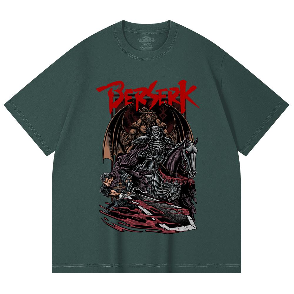 230 Gsm 100% Cotton Berserk V4 Skull Knight Print Unisex Heavy Cotton T Shirt