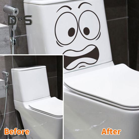 Toilettenaufkleber mit erschrockenem Ausdruck, wasserdicht, entfernbar, selbstklebend, PVC, Wandkunst, Cartoon-Ausdruck, Toilettensitzdeckel-Dekoration für Wohnzimmer und Badezimmer