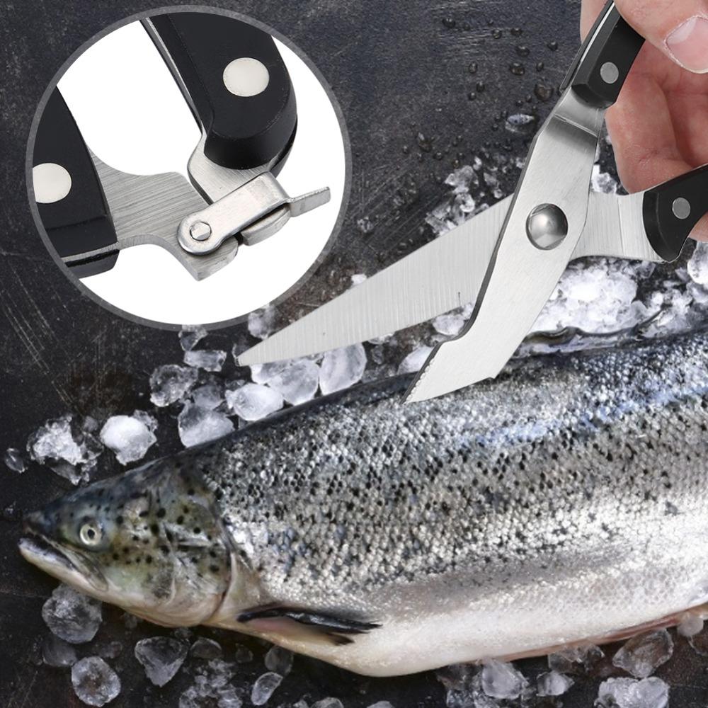 Stainless Steel Plastic Kitchen Scissors Non-Slip Handle Kitchen Shears Poultry Fish Chicken Meat