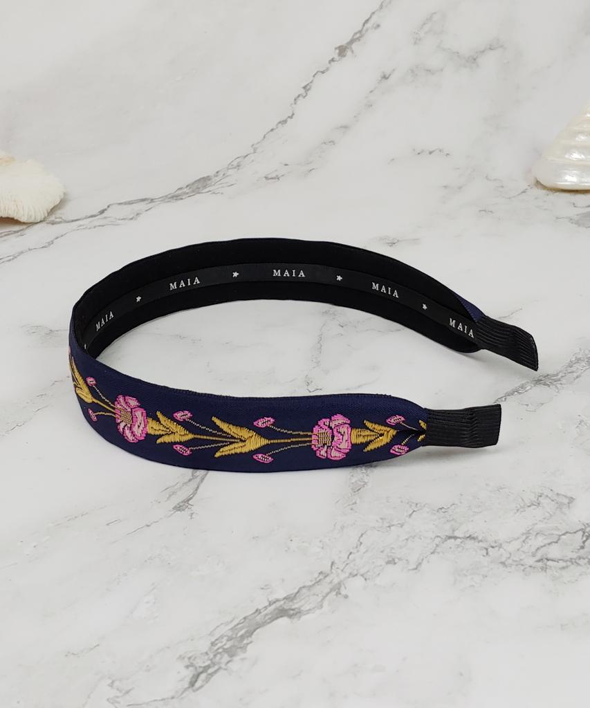 Maia Rose Garden Headband - Navy