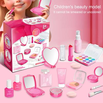 10Pcs Kids Makeup Kit for Girls Pretend Play Cosmetic Set with Eyeshadow Palette Lipstick Mirror More Washable Toy Makeup