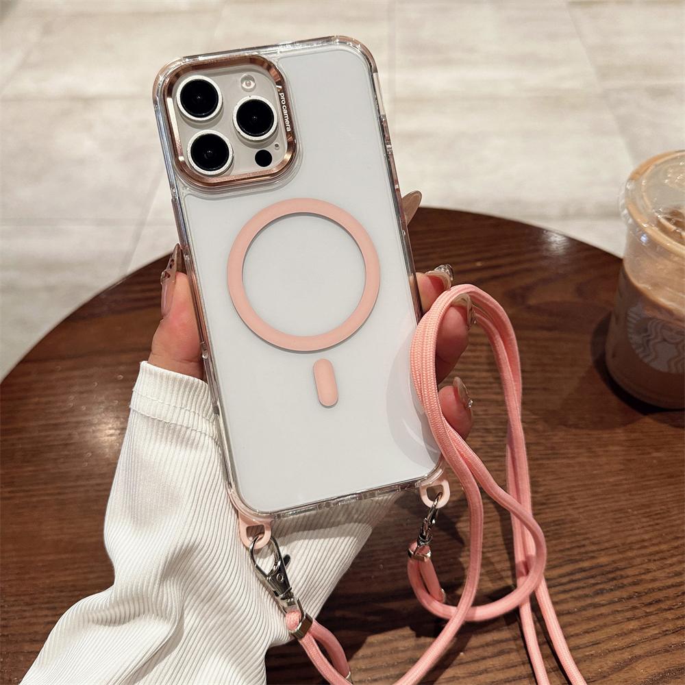Crossbody Lanyard Necklace Transparent Magnetic For Magsafe Case for iPhone 17 15 11 12 13 14 16 Pro Max Plus Anti-lost Cover