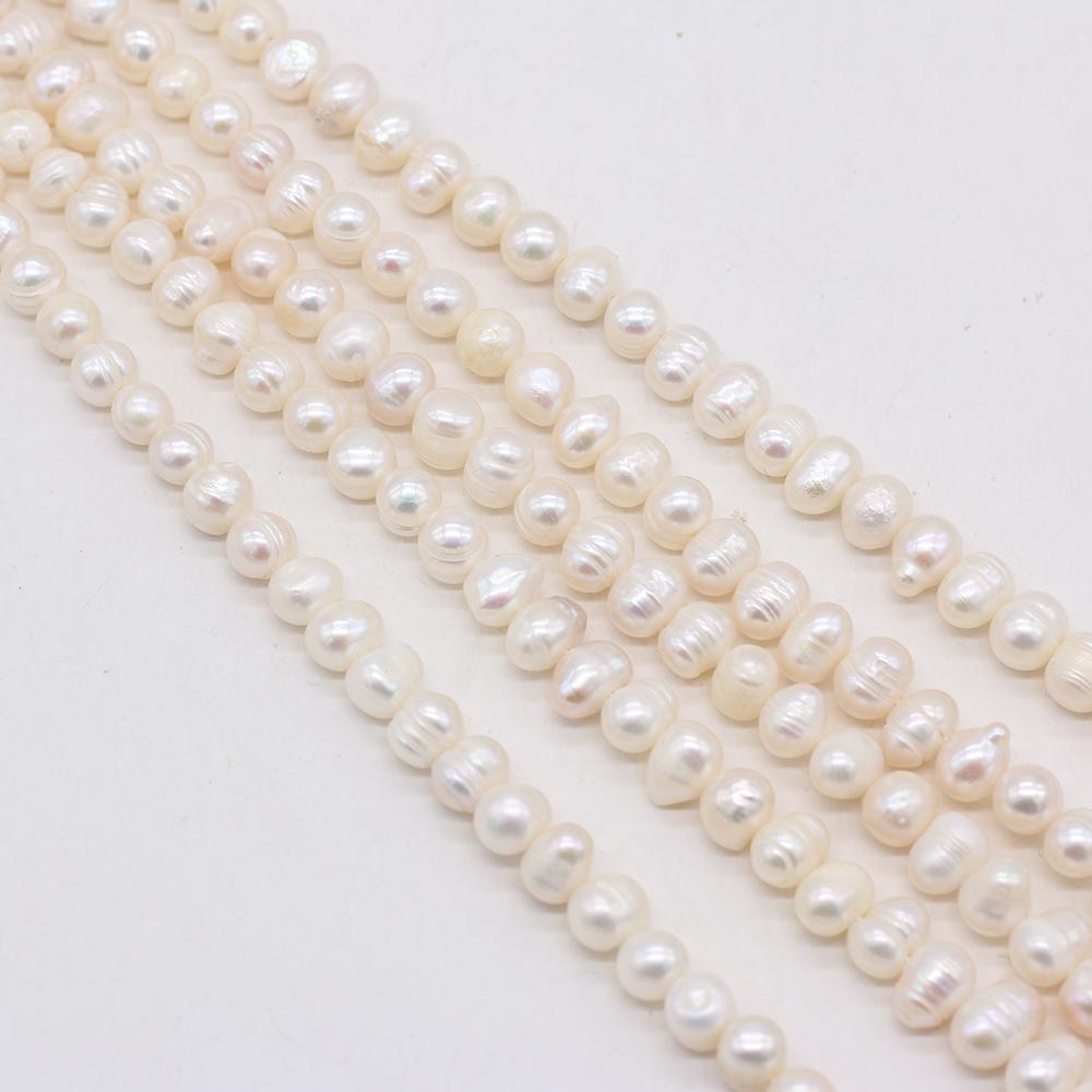 Luxury Natural Freshwater Near Round Pearls 7-8mm, 36cm Strand Handmade Wedding Jewelry Accessories