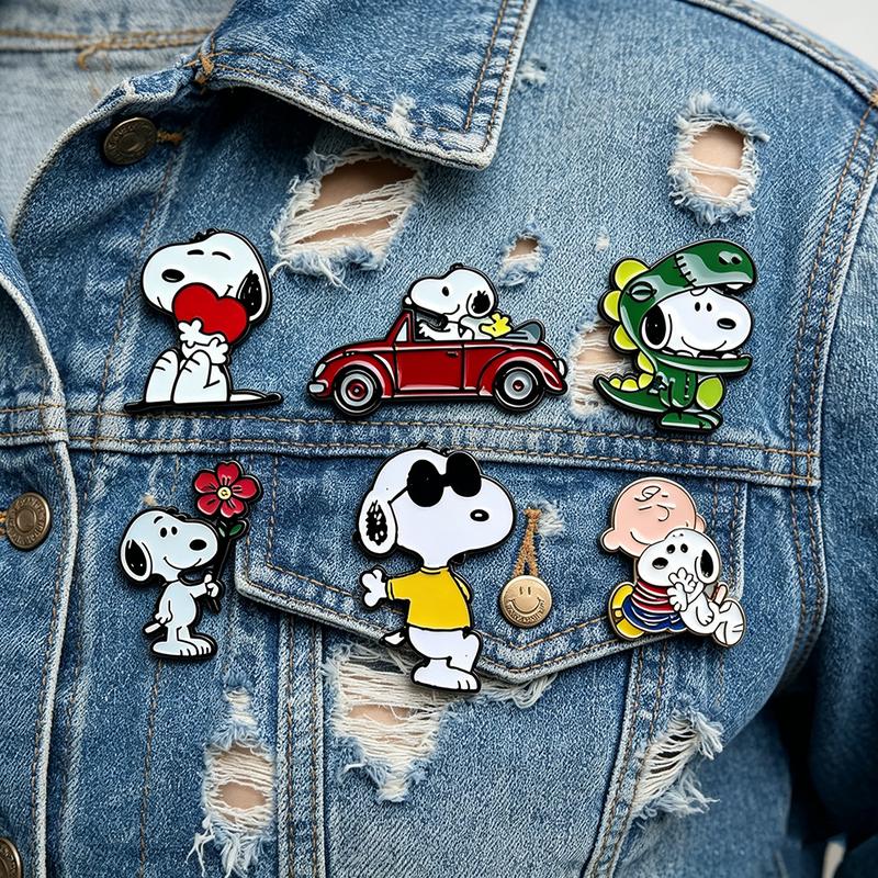 2/4/6Pcs Cute Snoopy Cartoon Enamel Pins Set Lapel Brooch Badge for Backpack Clothes Fashion Accessory Holiday Gift