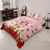 3Pcs Pink Strawberry Girl Printed Down Duvet Cover Set, Multi Size Bedroom Bedding Decoration, Machine Washable