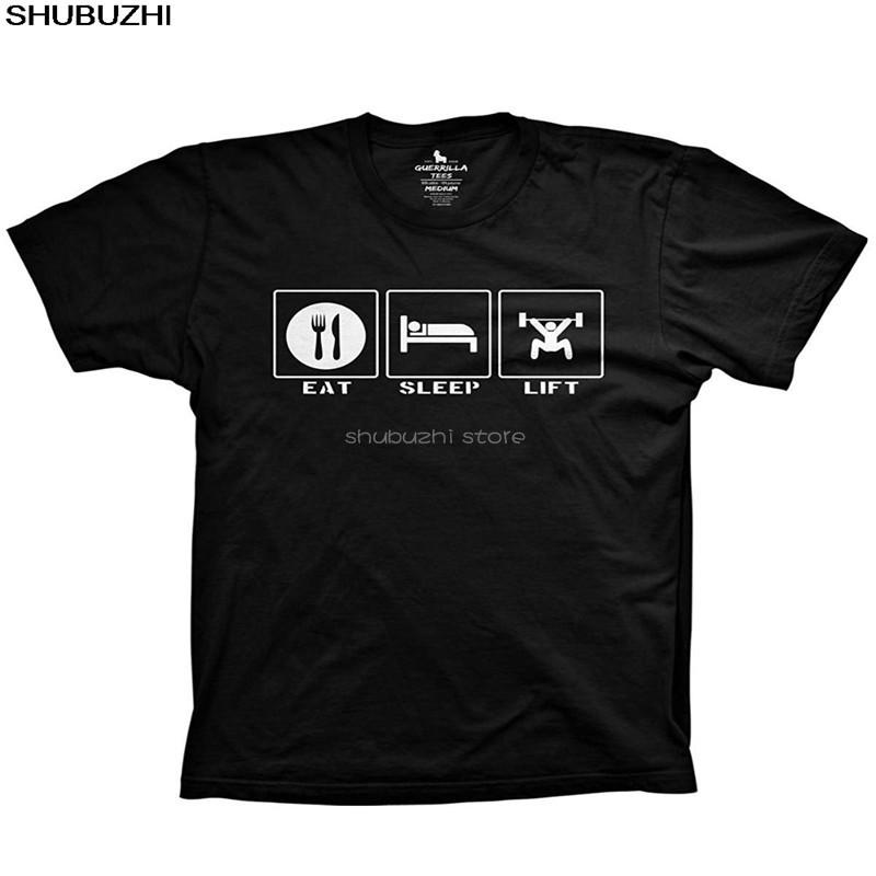 Eat Sleep Lift Shirt Weightlifting Tshirts Workout Gear Cotton Tee Shirts for Men Tee Shirt Short Sleeve Tops Hip Hop sbz6005 S