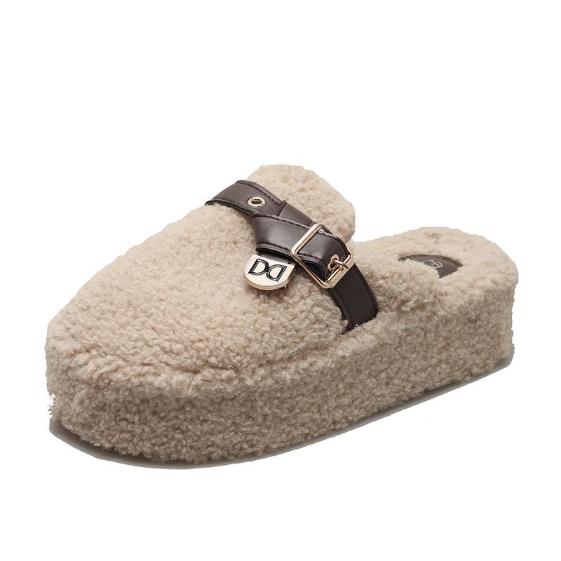 

Mao Mao slippers women s outer wear 2025 autumn and winter new small height increase thick bottom non-slip bag head cotton slippers women 35