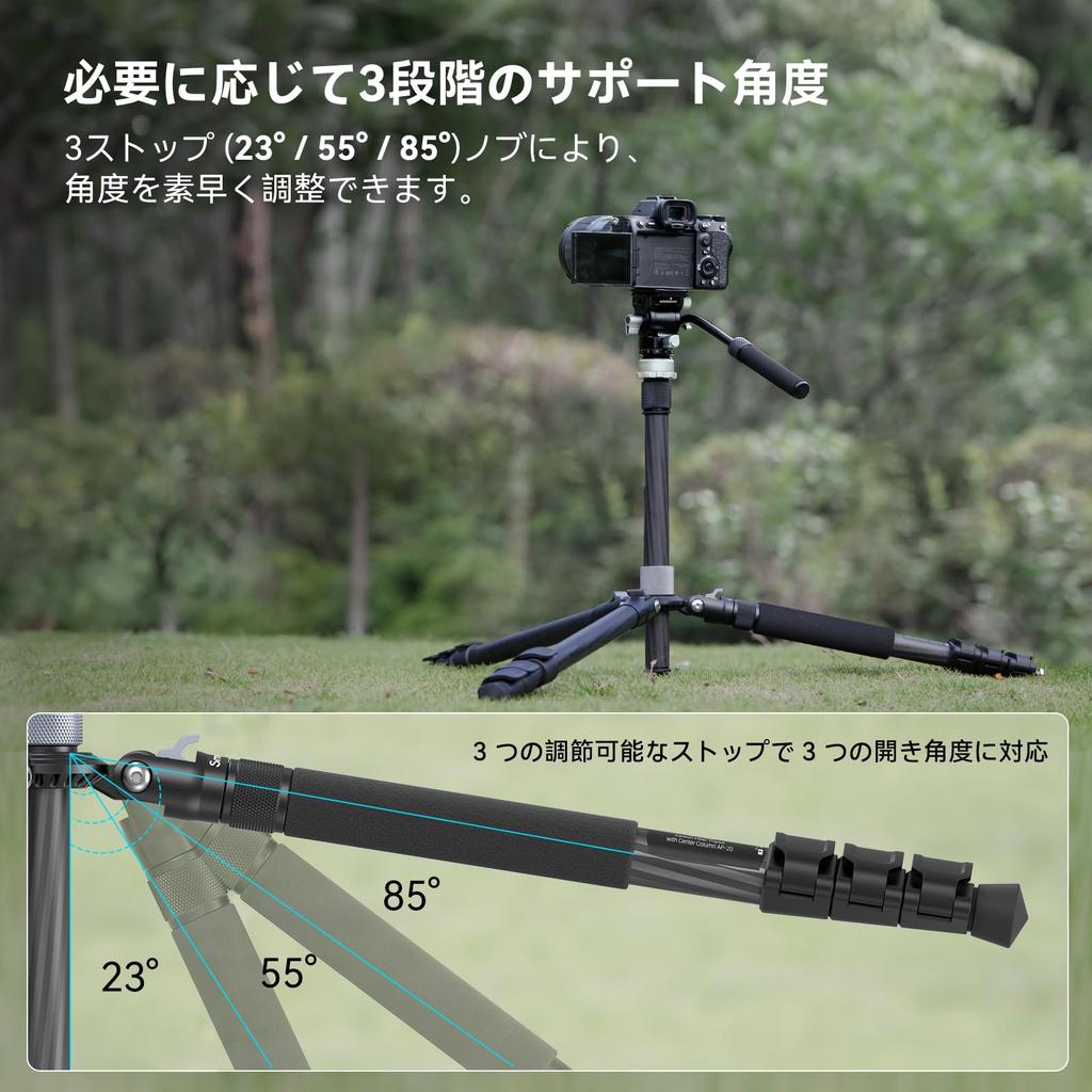 SmallRig Travel Tripod Camera Tripod Video Tripod Kit with Fluid Carbon Fiber Leveling Bowl Base and Center Ultralight Maximum Load for Travel