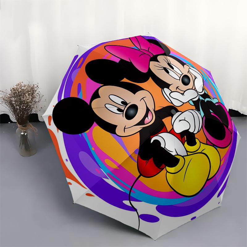 Mickey Mouse,Minnie Mouse Automatic Umbrella - Tri-fold Portable Umbrella, Best Holiday Gift for Men and Women, Durable Iron Frame, Playful