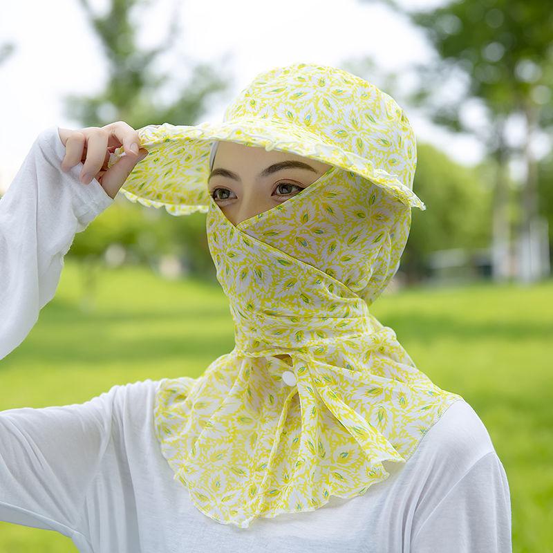 Pălărie de soare de vară pentru femei, pentru ciclism, în aer liber, pentru femei, care acoperă fața, protecție UV, pălărie de plajă cu margine mare