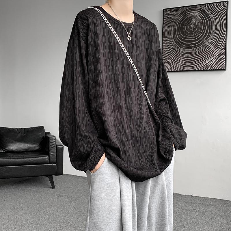 2025 Spring Autumn Men Oversized T-Shirt Man Long Sleeves Pure Color Tshirt Male Bottoming Shirt Man Basic Tops Tees
