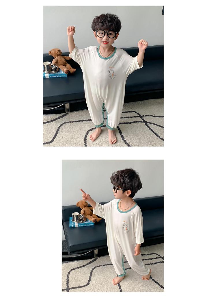 Boys' Spring & Autumn Modal Pajamas - Short-Sleeve Cartoon Sleep Bag for Baby Boys