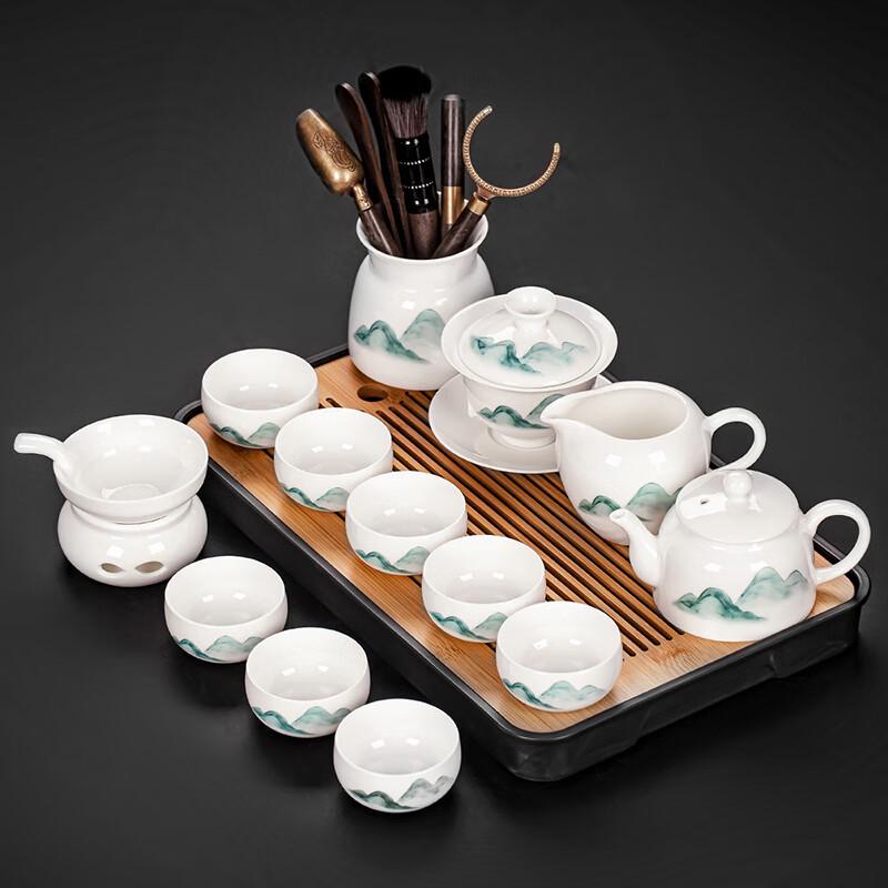 Luxury Mutton-Fat Jade Ceramic Kung Fu Tea Set