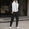 Men  Waverg  Zipper  Pocket  Flip Collar  Self-Cultivation  Cardigan  Jacket  Set
