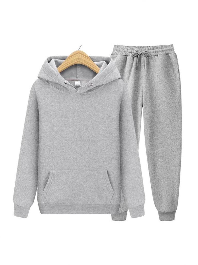 Men's Spring & Autumn Casual Sports Hoodie Set - Fashion Trend Solid Color