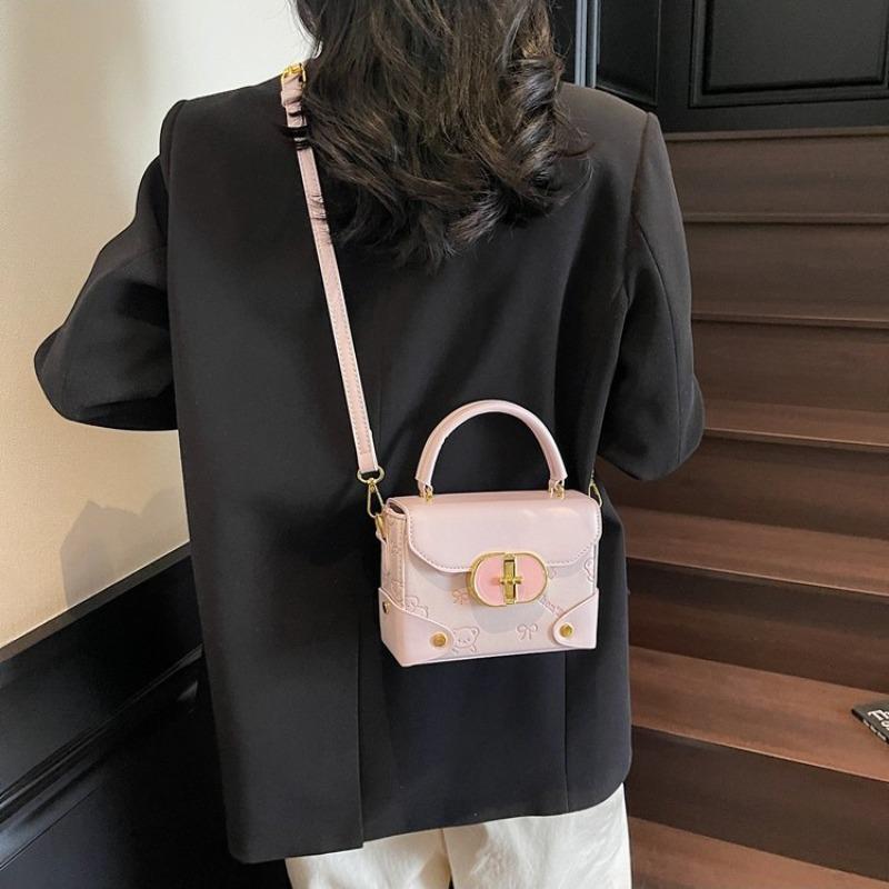 Retro tragbare kleine quadratische Tasche kontrastfarbene Umhängetasche Damen neue modische vielseitige Pendler-Schultertasche