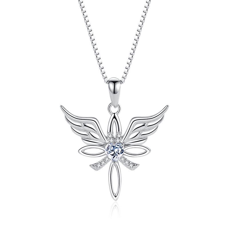 

S925 Sterling Silver Angel Wings Pendant Necklace - Women s Elegant 2023 Accessory, Perfect Valentine s Day Gift S925 Silver