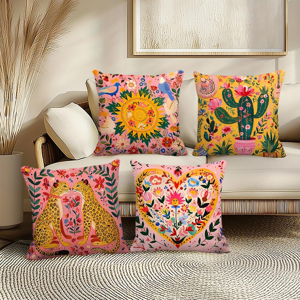 Kolorowe Poszewki Dekoracyjne z Motywami Kwiatowymi i Zwierzęcymi dla Stylowych Akcentów Domowych Poszewka na poduszkę na sofę dekoracja pokoju domowego