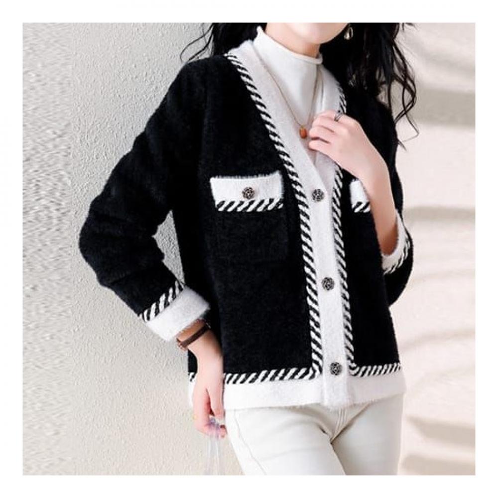Navava Long Sleeve Knit Cardigan Nc228 Vintage Color Block