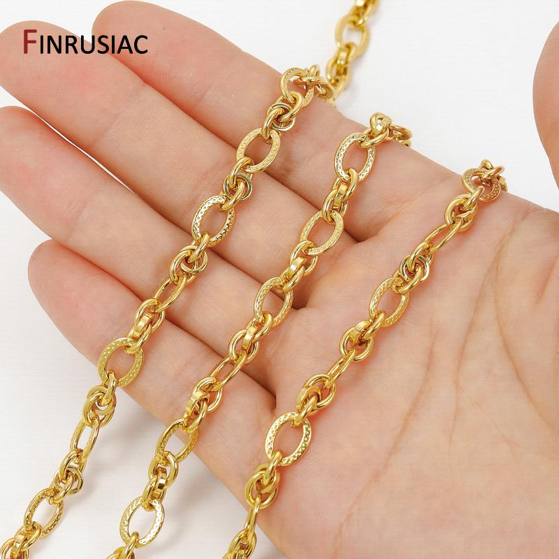 18K Gold Plated Brass Oval Link Chains for Jewelry Accessories,Thick Rolo Cable Bulk Chains for DIY Necklace Making Supplies