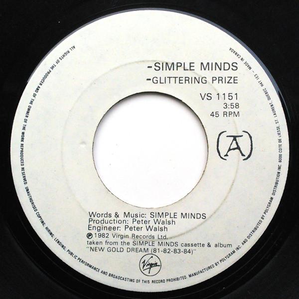 

7-дюймовая пластинка SIMPLE MINDS Glittering Prize VS1151 Virgin 1982 Канада Dance Electronica Б/у