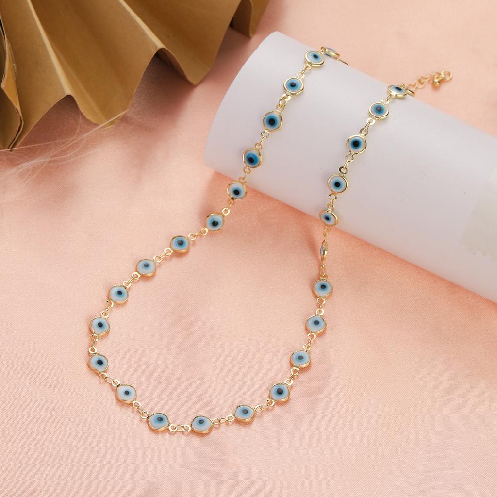 Collana Blu Occhio di Allah Turco da Donna Moda Colore Oro Acciaio Inossidabile Collane Smalto Perline Gioielli Regalo