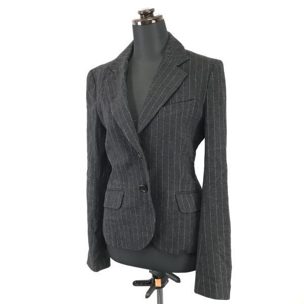 theory Made in Japan Fully Lined Autumn Winter Single Blazer Jacket Women’s Size 2 M Dark Gray Stripe(USED)