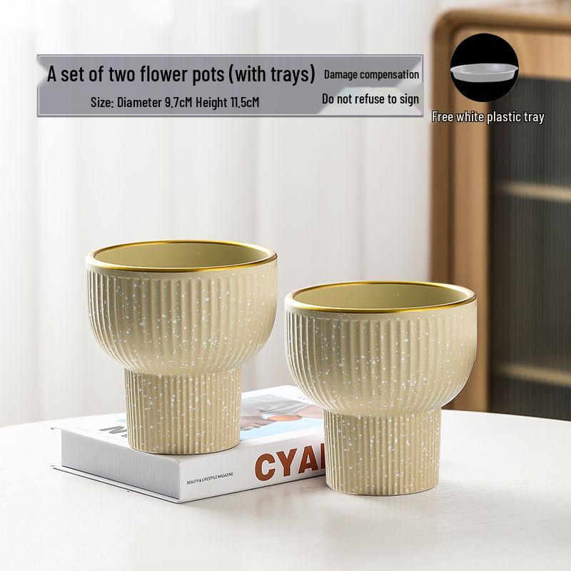 Nordic High-Leg Ceramic Orchid Pot: Durable, Artistic for Home or Balcony Use