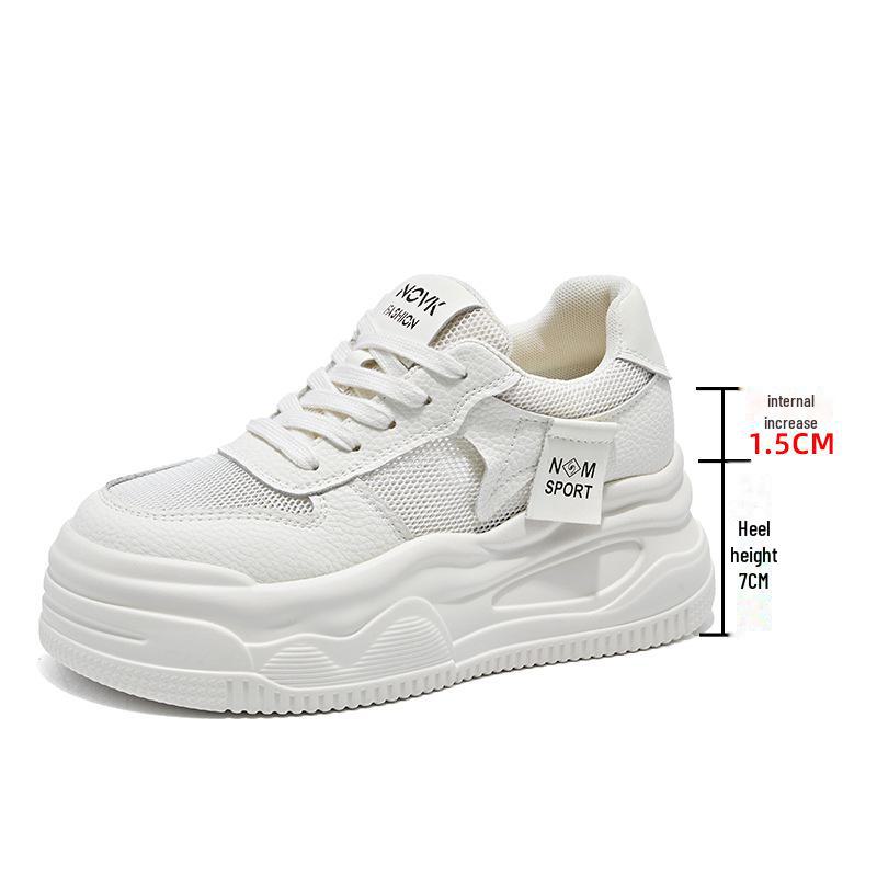 

Женские белые сетчатые кроссовки на платформе 2024 года: Повседневные кроссовки для бега, увеличивающие рост, на весну/лето. 33 белый