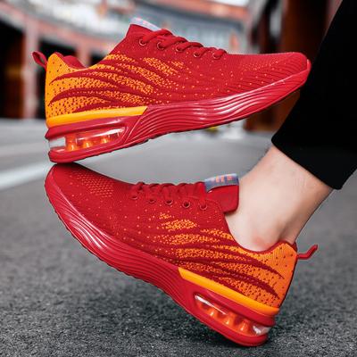 Large Size Men's Shoes Fly-woven Mesh Breathable Running Shoes Spring New Low-top Air Cushion Soft-soled Sports Shoes