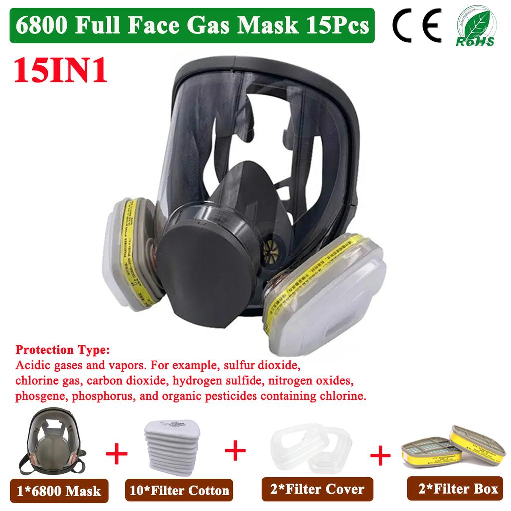 Celoobličejový filtr 15ks Respirátor proti zamlžování 6800 Průmyslová barva sprej Očkování Bezpečnost práce Ochrana proti formaldehydu