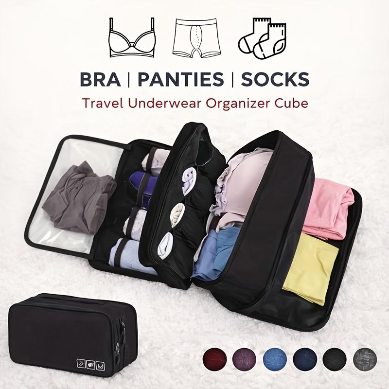 Travel Underwear Organizer Foldable Zipper Pouch Lingerie Bra Sock Hanging Durable Fabric Space Saving Suitcase Storage Gear