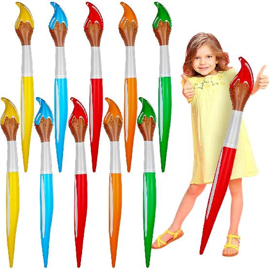 10 Pcs 41.3 Inch Giant Inflatable Paint Brushes Large Blow up Paintbrush Tall Large Jumbo Decorations Prop Set for Birthday Party Favors Classroom