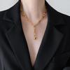 Gold Paperclip Necklace Adjustable Sweater Chain Necklace Metal Choker Necklace  Women's Jewelry