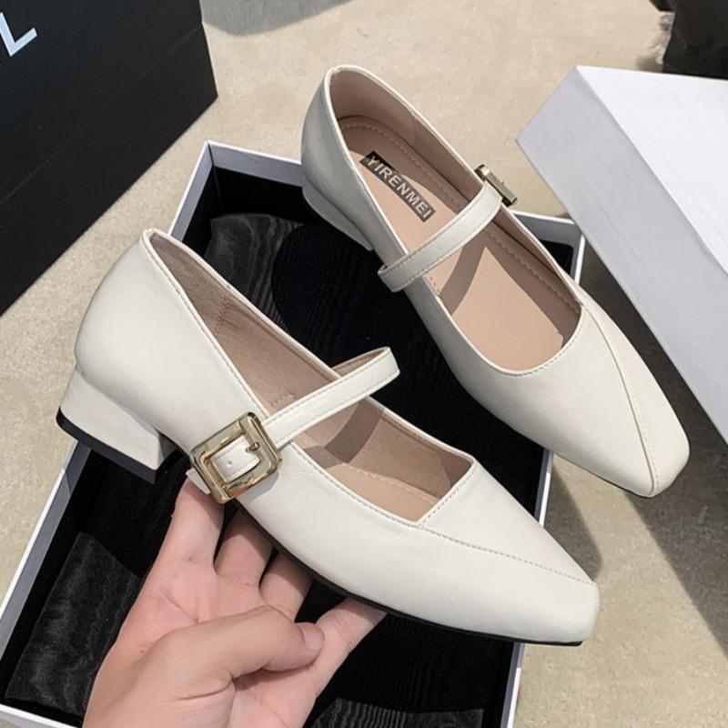 

Модная элегантная женская обувь на каблуке Модная неглубокая обувь с пряжкой Новая обувь Дизайнерские классические кожаные туфли-лодочки 2025 Новая зимняя Zapatillas De Mujer 41