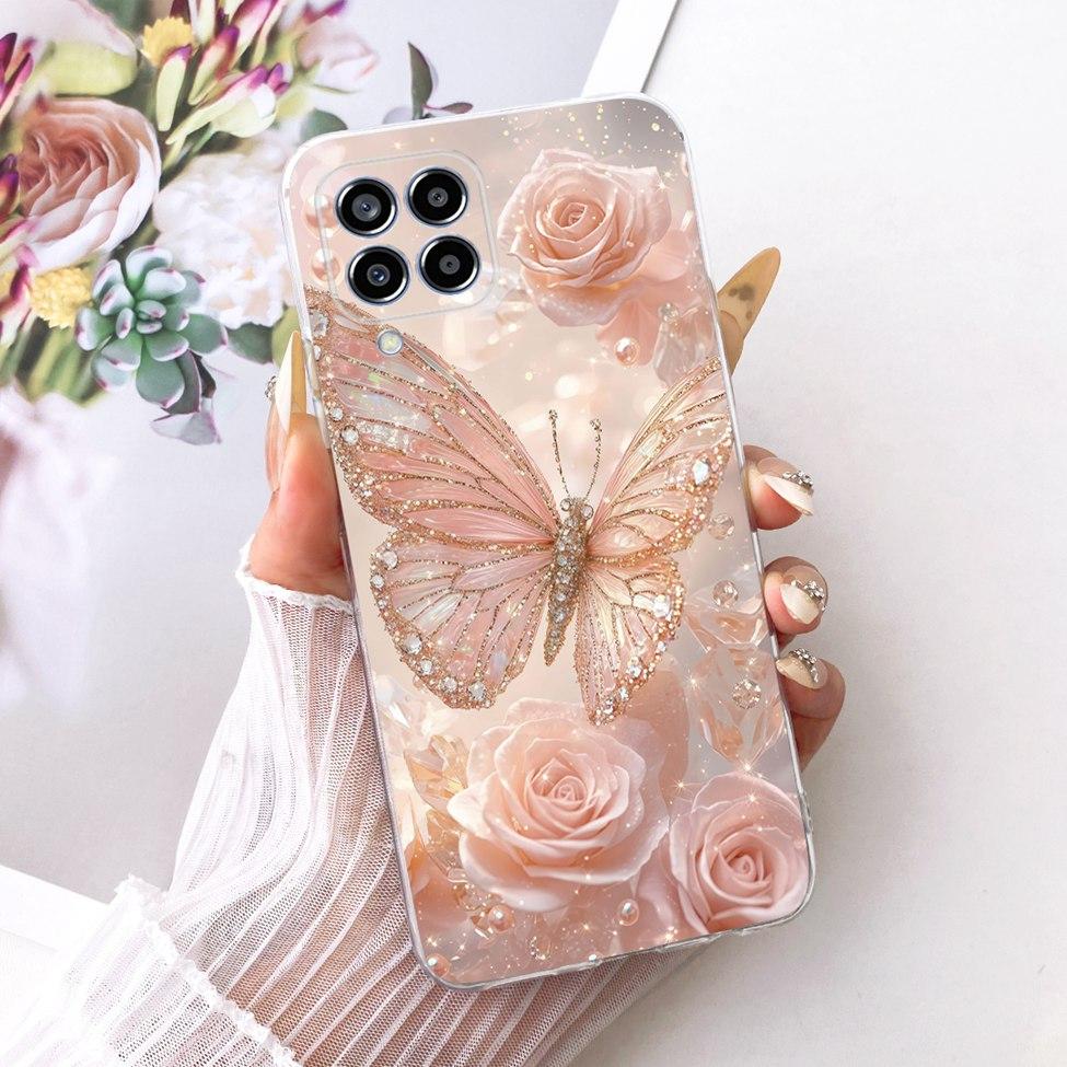 Transparent For Samsung M33 5G Case Cover Cute Cat Fashion Butterfly Funny Painted Casing For Samsung Galaxy M33 5G M336B M336K