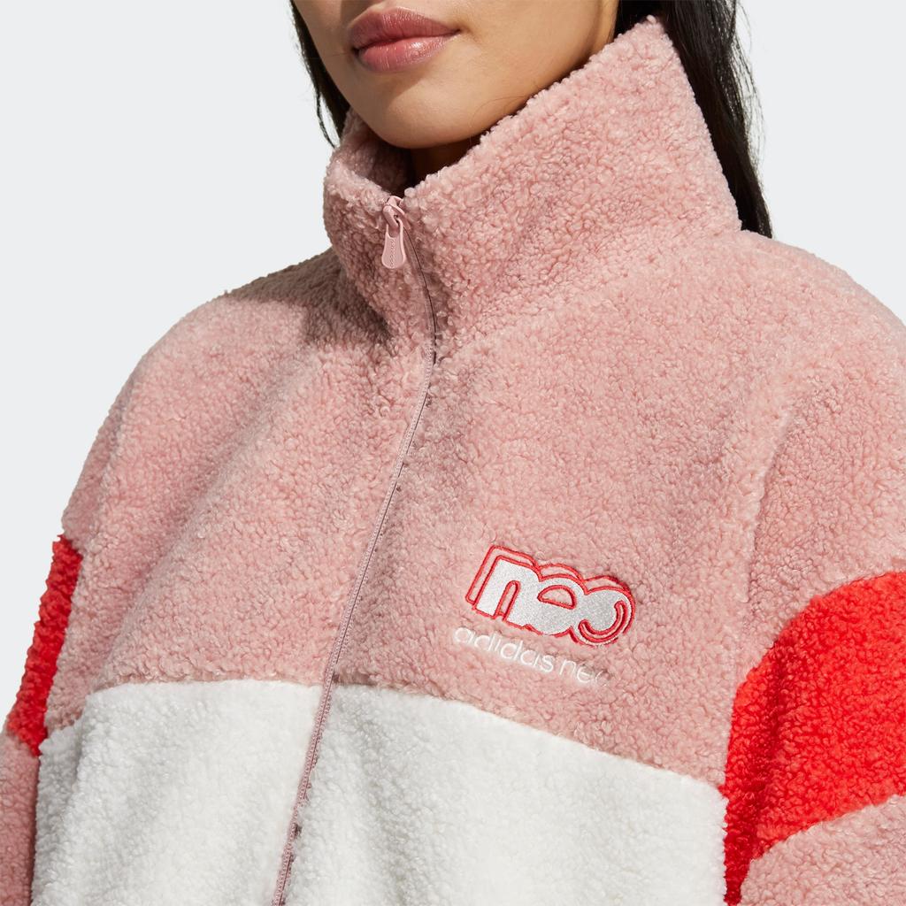 Adidas Neo Brlv Jacket Fleece Collar Jacket Women Jackets Pink White GU0836