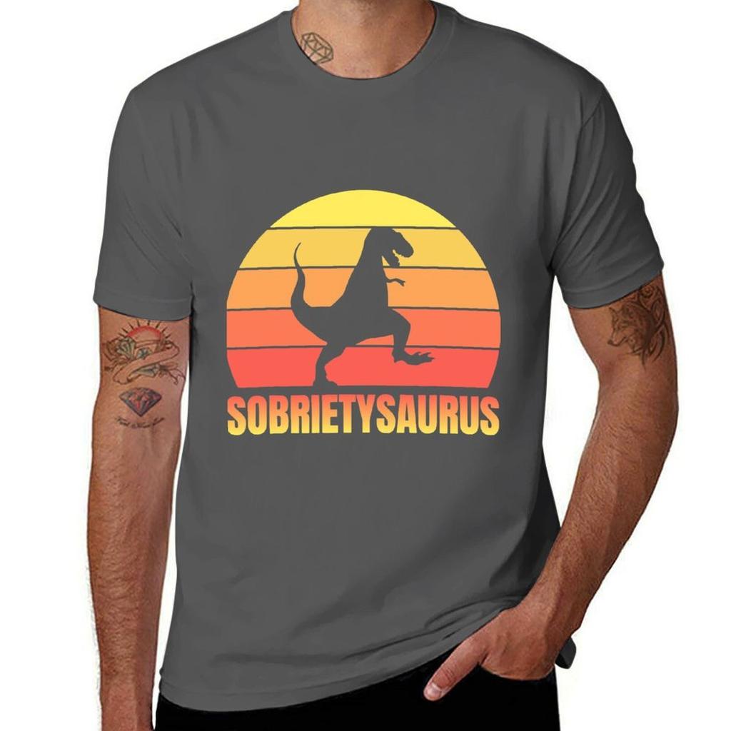 Sobriety T RexAlcoholics Anonymous AA Sober AF TShirt Long Lasting Casual TShirt