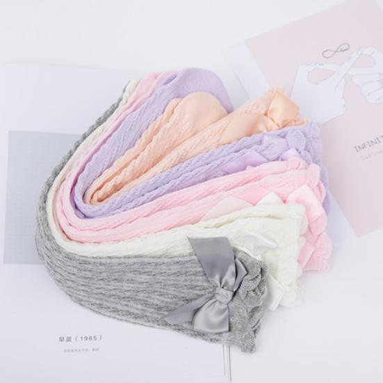 32cm Kids Girls Lace Bowknot Knee High Knee Long Soft Cotton Socks Stockings