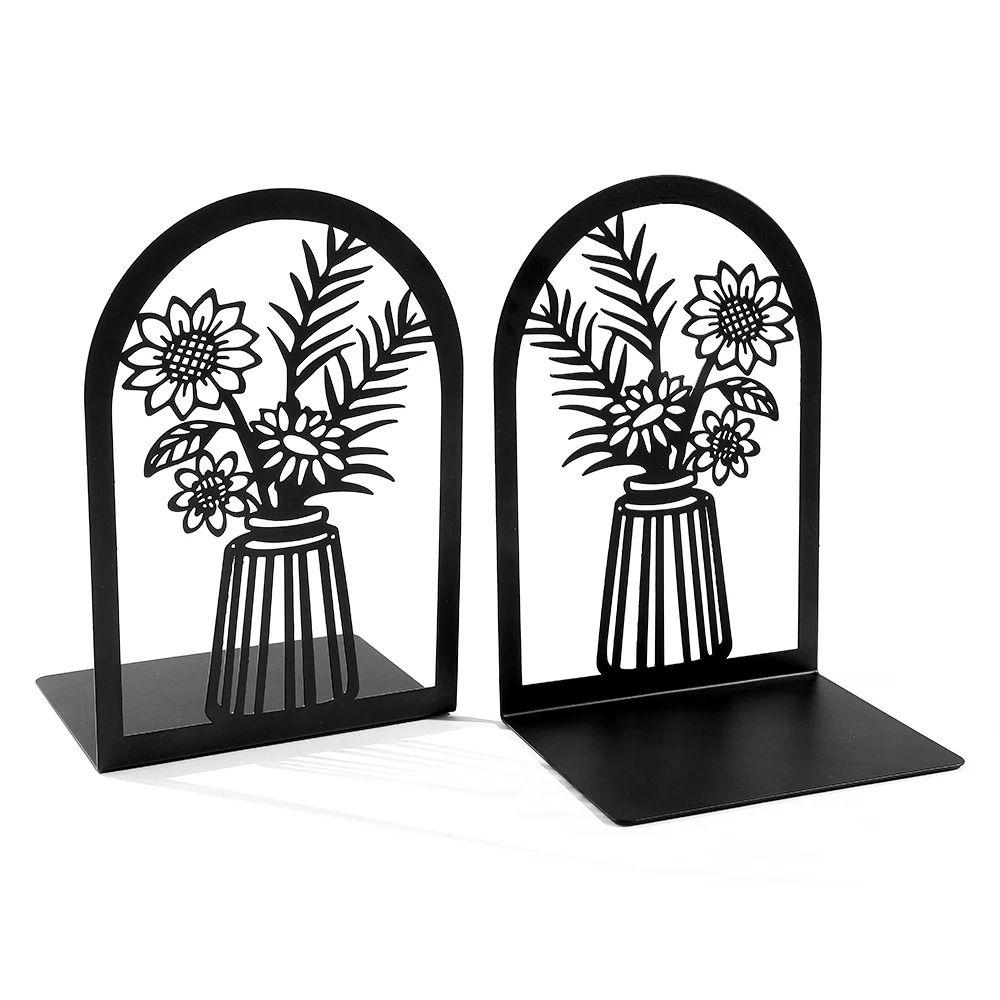 2Pcs Anti-Slip Office Supplies Hollow Book Rack Stand 2025 Metal Bookends