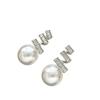 S925 Silver Needle Geometric Zirconia & Pearl Dangle Earrings - Light Luxury, Elegant, Versatile Fashion Accessory