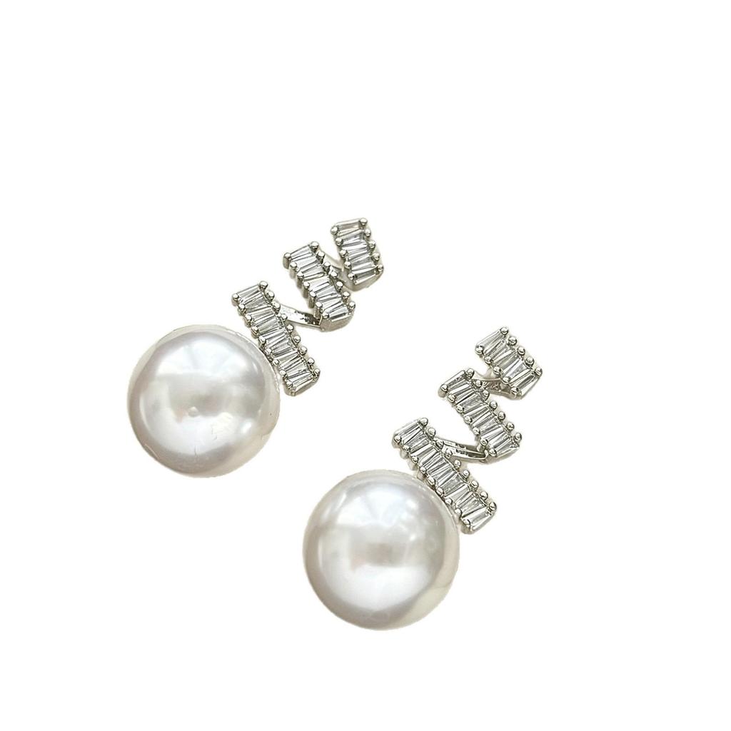S925 Silver Needle Geometric Zirconia & Pearl Dangle Earrings - Light Luxury, Elegant, Versatile Fashion Accessory