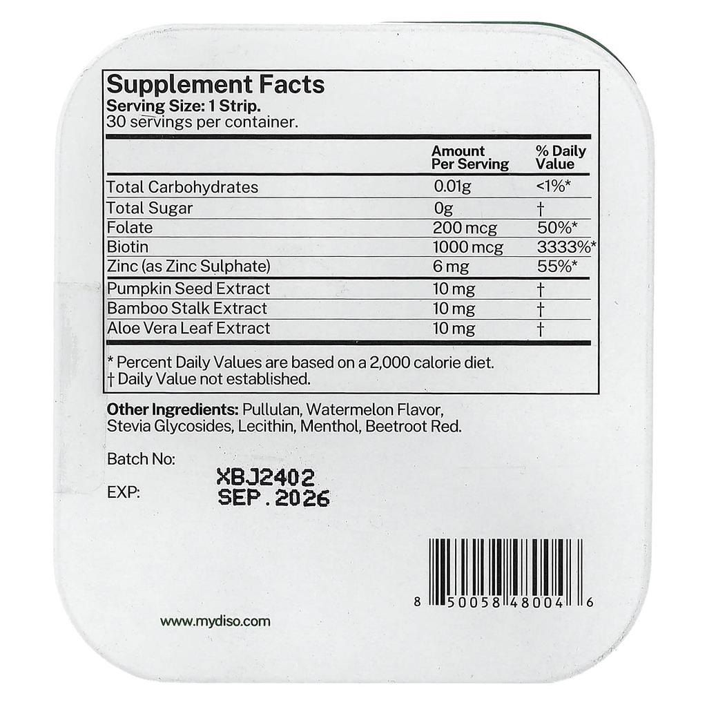 Diso, Derma, Tropical Watermelon, Oral Strips, 30 Count