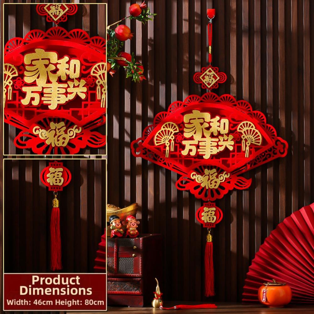 

Flocking Chinese Lucky Character Pendants Traditional Handmade New Year Fu Character Pendants with Tassels Creative