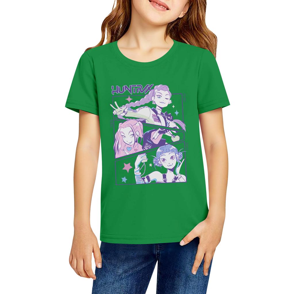 Fashionable Round Neck Short Sleeve Work Clothes Printed Tops For KID Summer Tops